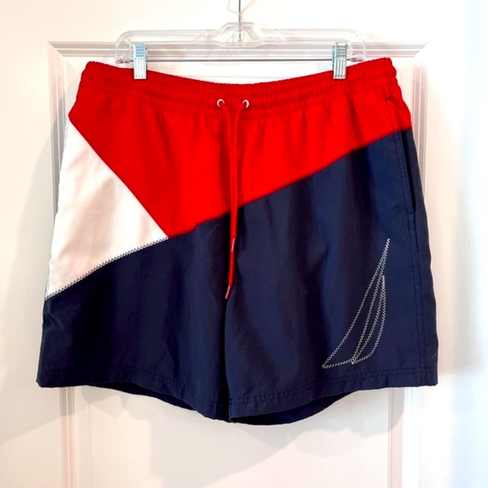 Vintage Flag Nautica Men’s Swim Trunks Mesh Lining American Flag Large